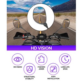 RACOONA ATV Mirrors,Motorcycle Mirror,ATV Rear View Mirror,Car Accessories 360 Degrees Ball-Type ATV Side Rear View Mirror with 7/8" Handle Bar Mount Clamp,Fit for Scooter Moped Polaris Dirt Bikes