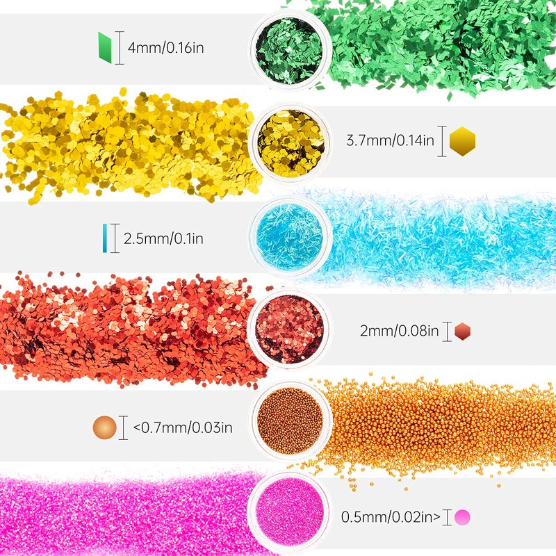 LOYALSE Glitter for Nails, 72 Colours Glitter Powder, Glitter Nails