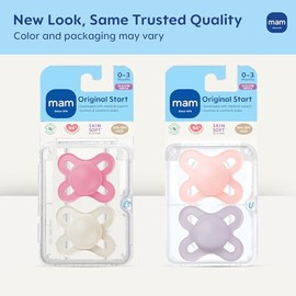 MAM Start - Chupetes para recién nacidos (2 unidades, 1 funda esterilizadora), chupetes recién nacidos, el mejor chupete para bebés amamantados, funda para chupete de bebé esterilizante