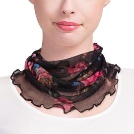 Buffydeer 100% Silk Neck Warmer, Neck Cover, Scarf, UV Protection, UV Protection, Sunburn Protection, Tulle Net, Stylish, Cute, Flower Pattern, Goods, Neck, Silk, UV Protection, Women's, Respect for
