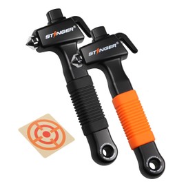 Stinger Super Duty Car Emergency Escape Tool - Hardened Carbon Steel Safety Hammer, Spring-Loaded Window Breaker, Razor-Sharp Seat Belt Cutter, Life-Saving Rescue Tool (Orange and Black)