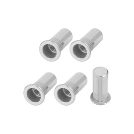 METALLIXITY Sealed Rivet Nuts (M8) 5Pcs, 304 Stainless Steel Blind Closed End Threaded Insert Nuts - for Furniture Mechanical Fasteners, Silver Tone