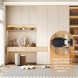 6 Pcs Door Catches Latches Touch Release for Internal Doors,Push to Open Door Catches,Non-Magnetic Touch Latches for Cupboard and Drawer