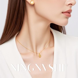 18k Gold Plated Leaf Pendant Necklace for Women, Dainty Pavé Leaf Charm with PVD Coating, Hypoallergenic Jewelry Gifts for Her, Birthday, Anniversary