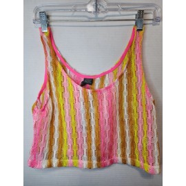 Wild Fable Women's Openwork Swing Crop Tank Top Sheer Crochet Size X Small Pink