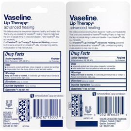 Vaseline Lip Therapy Advanced Healing 3-Pack – White Petroleum Moisturizing Lip Balm for Extremely Dry Lips, 0.35 Oz Ea