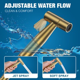 FREDI Handheld Bidet Sprayer for Toilet, Bidet Attachment, Adjustable Water Pressure, Cloth Diaper Sprayer, Feminine Wash, Pet Shower (Gold)