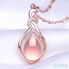ALOHAMONI Pink Opal Necklace Cubic Zirconia CZ Diamond Pink Gold