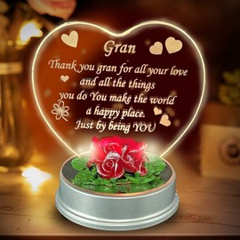 SAFRI Gran Gift LED Light Heart Shape Christmas Birthday Anniversary Present with Love Poem Ornament