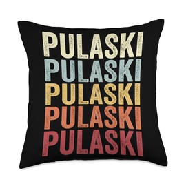 Pulaski New York Pulaski NY Retro Vintage Text Throw Pillow, 18x18, Multicolor