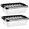 Buystarget 2X 6L Storage Boxes with Black Lids Clear Plastic