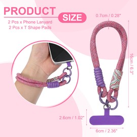 PATIKIL Cell Phone Wrist Lanyard, 2 Pcs Universal Phone Wrist Lanyard Hand Wrist Strap Anti Theft Strap with Pads, Purple