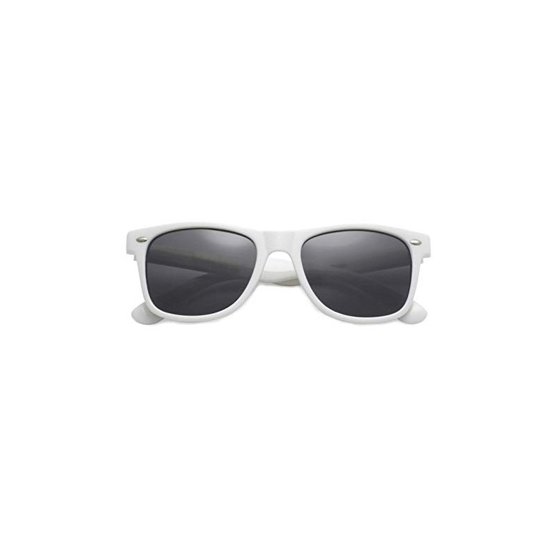 My Shades - Retro 80's Classic Rectangle Sunglasses (White, Smoke)