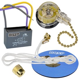 HQRP Kit Ceiling Fan Capacitor CBB61 1.5uf+3uf 3-Wire UL Listed and 3-Speed Fan Switch