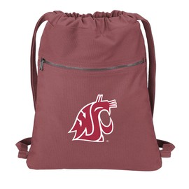 Broad Bay Washington State Drawstring Backpack CANVAS Washington State University Cinch Pack (Red)