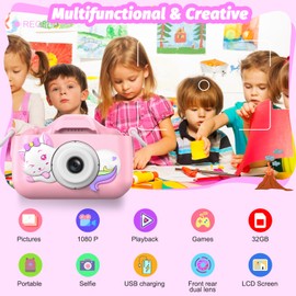 Children's Camera, AONISE Camera Boys and Girls Gift Ideas, Digital Camera Toy, 32 GB, 1080P HD Video Recorder, Birthday Gift from 3,4,5,6,7,8,9 10,11,12 Years