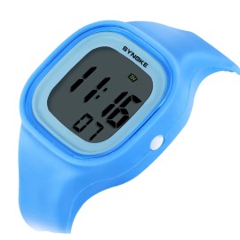 Unbranded Men's Digital Sports Watches LED Electron 50m Waterproof Luminous Silicone Watch - Blue