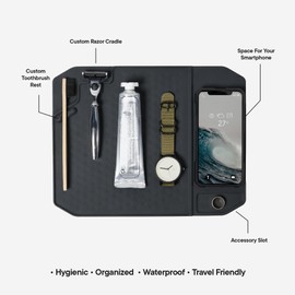 Tooletries The Mat - Waterproof Silicone Grooming Organizer - toothbrush, razor, bathroom organizer - Travel Friendly, Durable, Long-Lasting, Easy to Clean - Charcoal