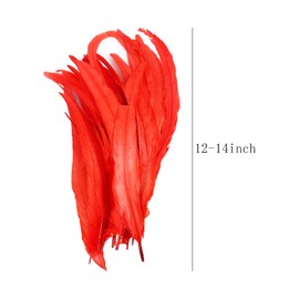 HaiMay 70 Pieces Red Feathers for Craft Clothes Wedding Home Party Decorations, 12-14 Inches Long Rooster Feathers Natural Large Rooster Tail Feathers Bulk Red Craft Feathers