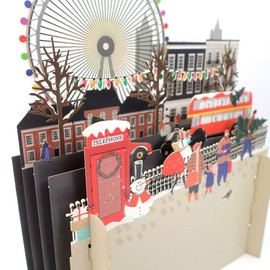 Snowy London Xmas Shopping 3D Pop Up Christmas Greeting Card by Alljoy Cards XPOP005