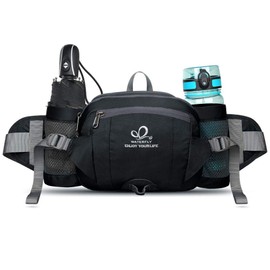 WATERFLY Waist Bag Fanny Pack with Water Bottle Holder Hiking Waist Pack for Men Women Traveling Walking Camping Waist Pouch