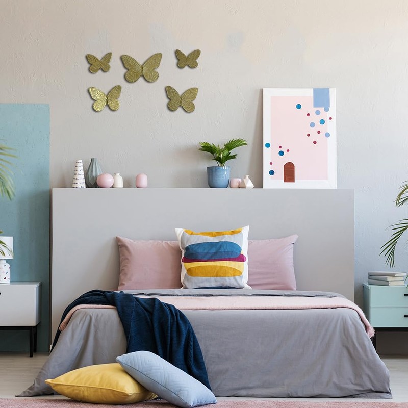 Butterfly Wall Decor Rustic Gold Wall Hangings Resin Butterflies Wall