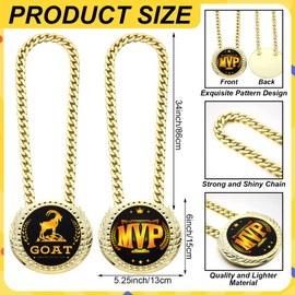 Highergo 2 Pcs Greatest of All Time Turnover Chain Medals 6" Big Goat Medal Necklace Award MVP Trophy Necklace Champion Award for Football Fantasy Sports MVP Turnover Chain Athlete Prize Gifts