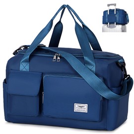 FIORETTO for Ryanair Airlines Cabin Bags 40x20x25 Underseat Travel Hand Luggage Carry on Bag Weekend Overnight Duffle Holdall Bag for Women and Men with Shoulder Strap Navy Blue