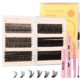 JAMESVAN Lash Clusters kit,480 PCS lash Extension Kit 30D 40D 50D 60D 80D 100D DIY Individual Eyelash Clusters Kit,10-16mm Wispy Eyelashes Kit with Lash Bond, Lash Remover, Lash Applicator,Lash Brush