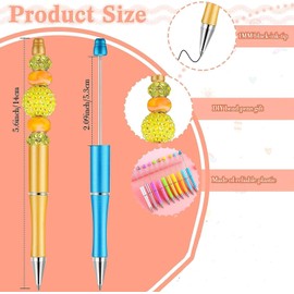 30Pcs Beadable Pens, Plastic Bead Pen Black Ink Ballpoint Pens Diy Pens Cute Cool Rollerball Pen For Students Teacher Bridal Graduation Gift Office School Supplies (blue)