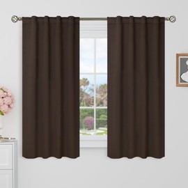 BGment Blackout Curtains 48 Inches Long for Windows - 38 x 48 inch Curtains Rod Pocket and Back Tab Thermal Insulated Room Darkening Curtains for Kitchen/Cafe Room, 2 Window Panels, Brown