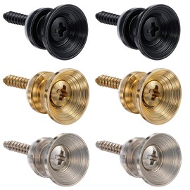 HJZHII 6 Pcs Guitar Strap Button, Metal Strap Buttons End Pins with Mounting Screws Guitar Strap Locks Pins Music Parts for Guitar Bass Ukulele Electric Acoustic Guitar(Clear)