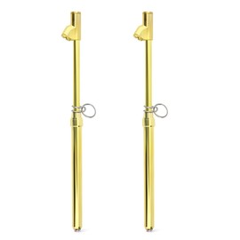 MEANLIN MEASURE 2Pcs Gold Double Straight Type Tire Pressure Gauge，Dual Head Air Pressure Gauge，Pressure Range 10-150 Psi(Suitable for Trucks, etc.)