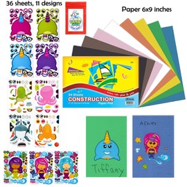 36 Pc Under the Sea Make A Sticker Sheets With 6x9" Background Construction Paper Pad (12 Make a Narwhal,12 Make a Mermaid & 12 Make a Sea Sticker Sheets) - Great for Beach Party Favors, Kid's Stocking Stuffers, Toddler Party Favors & Kid's Easter Basket