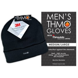 THMO Mens Thinsulate Hat and Gloves Set Acrylic Knitted Hat & Gloves for Winter (L-XL, Black)