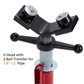 GarveeTech V-Head Pipe Stand with 2-Balls, 28-52'' Adjustable Height, 2500 lbs Load Capacity, 1/8"-12" Capacity Folding Jack Stand, for Welding and Pipe Threading