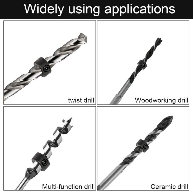Luabue 8Pcs Drill Bit Depth Stop Collar Ring Positioner Locator