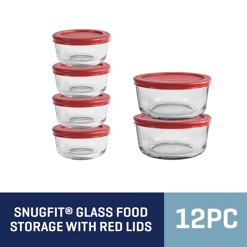 Anchor Hocking 12 Piece Glass Storage Containers with Lids (6