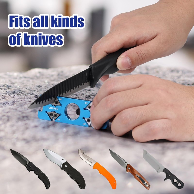 6-in-1 Hunting Knife Sharpener & Bottle Opener Adjustable Angles Multi-Function