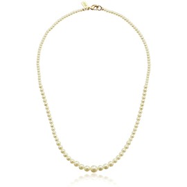 1928 Jewelry Women's Bridal Eloquence 18" Delicate Graduated Glass Faux Pearl Strand Necklace