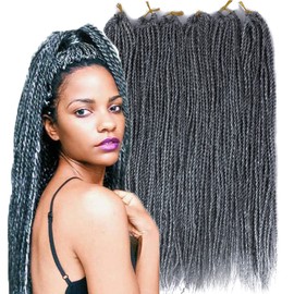 Palace hair 6Pack/LOT Senegalese Twist Crochet Hair Braids Small Easy Twist Crochet Braiding Hair 2S Senegalese Twists 14 inch 18inch 24inch 30strands/pack Hairstyles For Black Women color… (14inch, Grey)