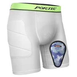 Youth Compression Sliding Shorts with Protective Cup,Padded Baseball Sliding Shorts,Padded Sliding Underwear for Football Lacrosse (White,S)