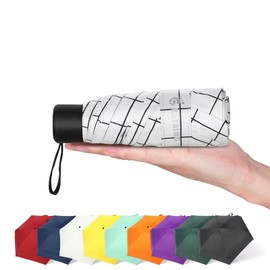 GAOYAING Compact Travel Umbrella Sun&Rain Lightweight Small and Compact Suit for Pocket White Lattice, 34 Inches