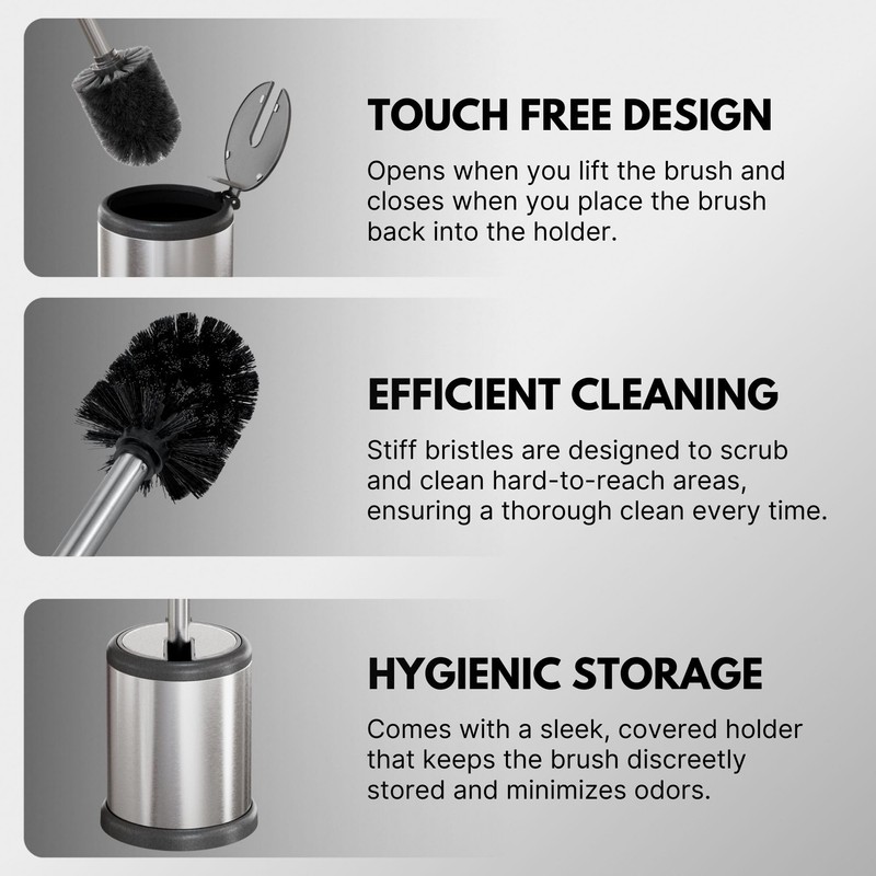 ToiletTree Products Toilet Brush with Lid - Sleek Toilet Bowl