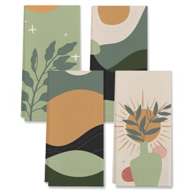 EIONEY Abstract Sun Sunshine Moon Green Mountain Leaf Bohemian Kitchen Towels & Tea Towels,Dish Cloth Flour Sack Hand Towel for Farmhouse Kitchen Decor,24x16 Inches Cotton Dish Towels Dishcloths