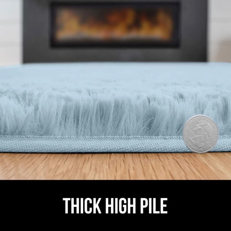 Gorilla Grip Light Blue Ultra Soft Faux Fur Area Rug