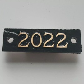 Unbranded 2022 Headstone Monument Date Plate Cast Bronze 3/4" x 2.5" Replacemt Yr Scrolls