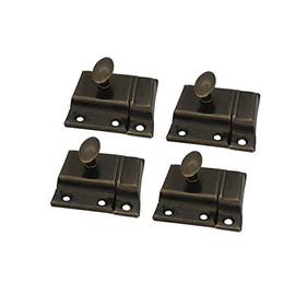 QCAA Oval Turn Cabinet Latch, for Cupboard & Other Furniture, Small, Antique Brass, Made in Taiwan, 4 Pack