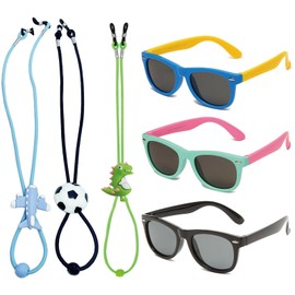 XZSKD 3 Pcs Kids Sunglasses Boys Sunglasses with Adjustable Glasses Strap, Protection Retro Eye Glasses for Toddler Boys and Girls, Beach, School, Shopping, Party Decoration