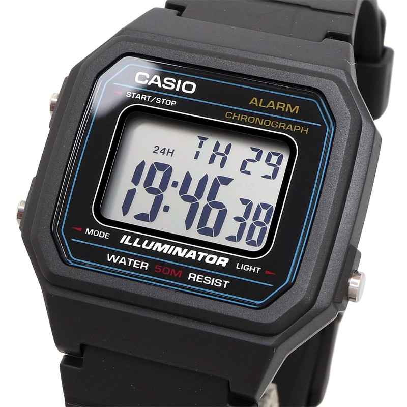 Casio W-217 Series Standard Digital Men's Watch, Black W-217H-1AV